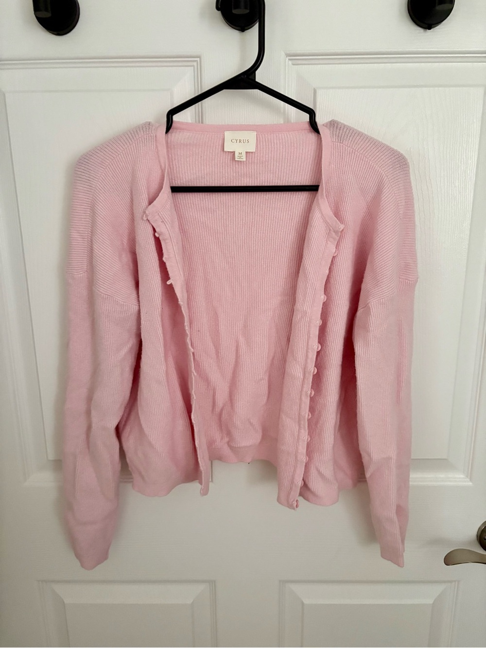 Cyrus Pink Knit Button-Up Cardigan